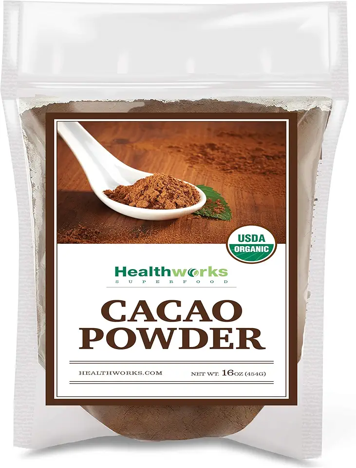 Healthworks Cacao Powder (16 Ounces / 1 Pound) | Cocoa Chocolate Substitute | Certified Organic | Sugar-Free, Keto, Vegan &amp; Non-GMO | Peruvian Bean/Nut Origin | Antioxidant Superfood