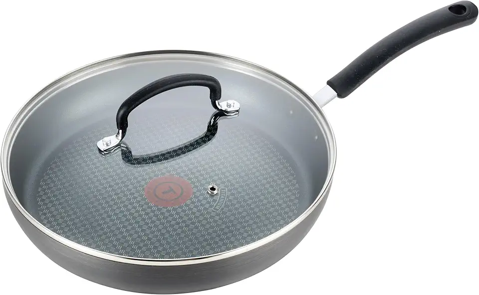 T-fal Ultimate Hard Anodized Nonstick Fry Pan With Lid 12 Inch, Oven Broiler Safe 400F, Lid Safe 350F, Cookware, Pots and Pans, Kitchen Frying Pans, Skillets, Home, Dishwasher Safe, Black