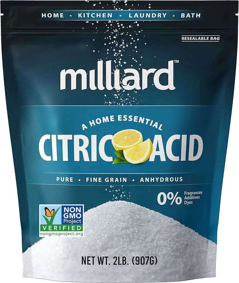 Milliard Citric Acid 2 Pound - 100% Pure Food Grade NON-GMO Project VERIFIED (2 Pound)