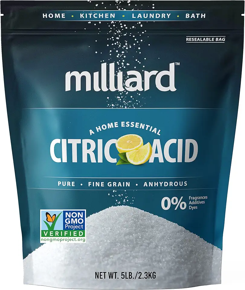 Milliard Citric Acid 5 Pound - 100% Pure Food Grade Non-GMO Project Verified (5 Pound)