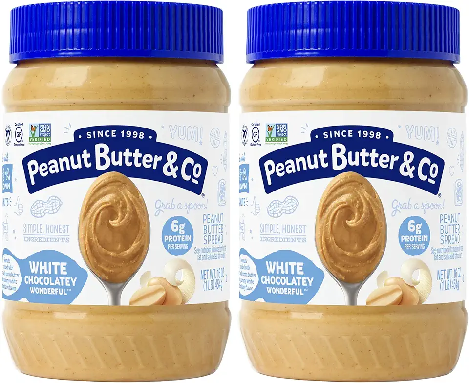 Peanut Butter &amp; Co. White Chocolatey Wonderful Peanut Butter, Non-GMO Project Verified, Gluten Free, Vegan, 16 Ounce (Pack of 2)