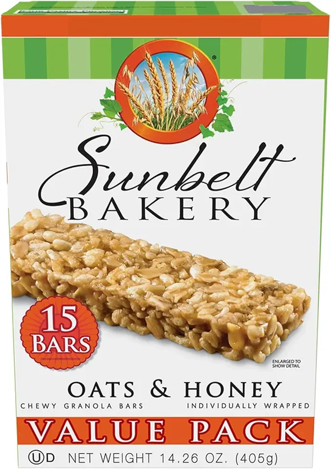 Sunbelt Bakery Oats &amp; Honey Chewy Granola Bars, 14.26 Oz. 15 Count (Box of 1)