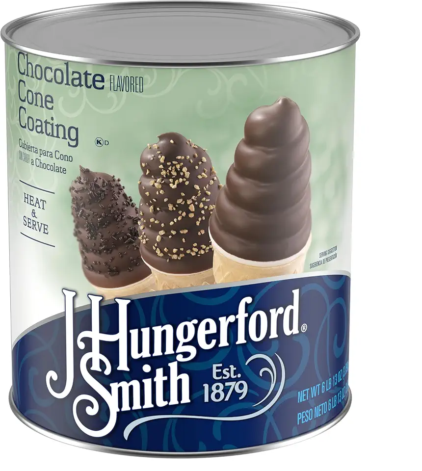 J Hungerford Smith Chocolate Cone Coating Heat And Serve, 109 Oz Can, 6 Pack