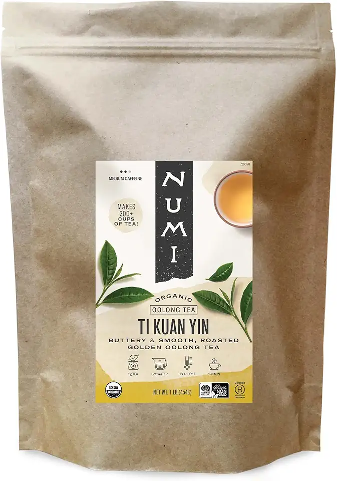 Numi Organic Tea Ti Kuan Yin, 16 Ounce Pouch, Loose Leaf Oolong Tea (Packaging May Vary)