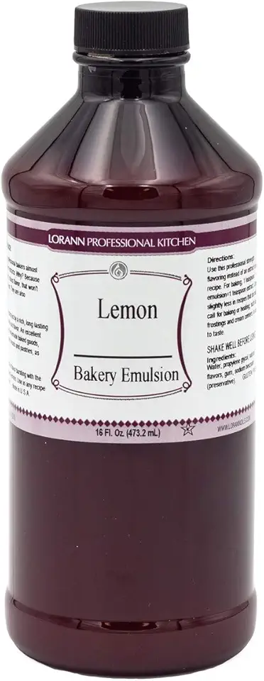 Lorann Oils Lemon Bakery Emulsion: Tangy Lemon Essence, Perfect for Amplifying Citrus Tones in Cakes, Cookies &amp; Desserts, Gluten-Free, Keto-Friendly, Lemon Extract Alternative Essential