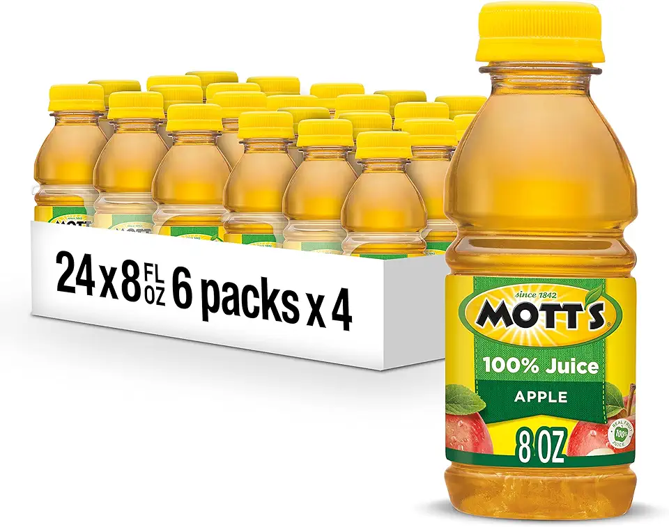 Mott&#x27;s 100% Original Apple Juice, 8 Fl Oz Bottles, 24 Count (4 Packs Of 6), 2 Servings Of Fruit, 100% Fruit Juice, Gluten-free, Caffeine-free, Kosher, Contains No Artificial Colors Or Sweeteners