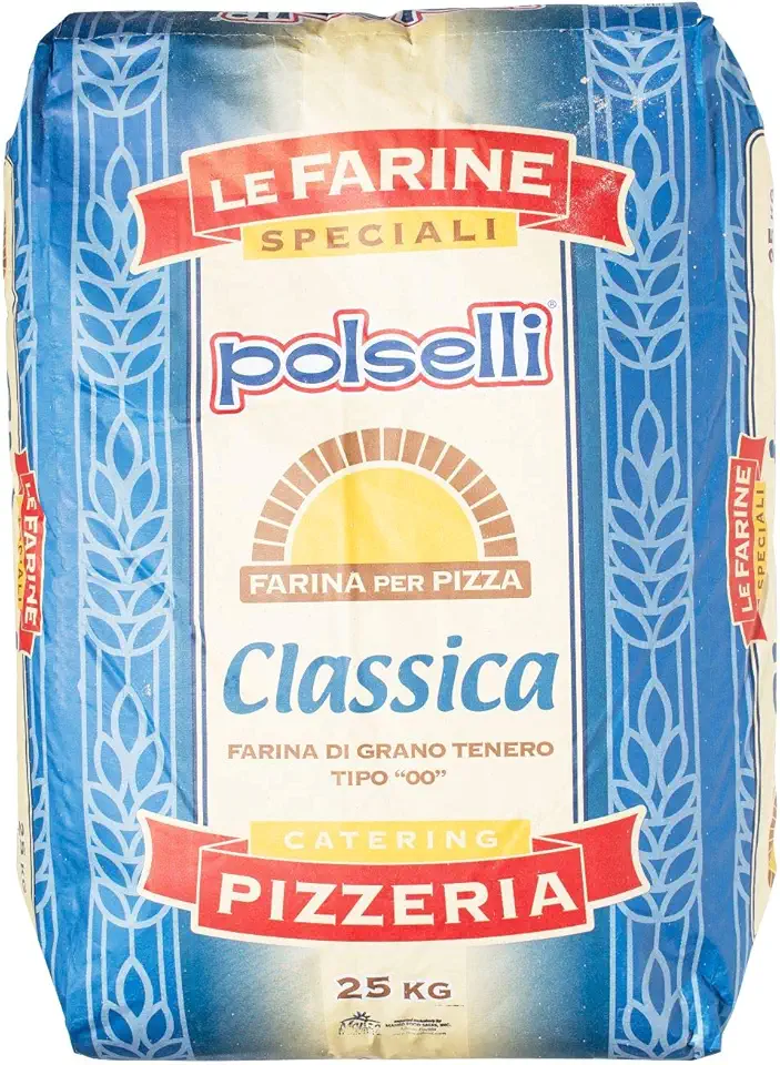 Classica, Tipo 00 Double Zero Flour, for Pizza, Bread, Pastas, and more, All Natural, European, Unbleached, Unbromated, No Additives, Formulated for a 8+ hour rise, (25 kg) 55 lbs by Polselli