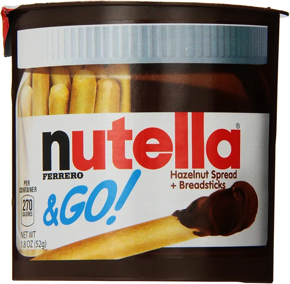 Nutella and Go Snack Packs, Chocolate Hazelnut Spread with Breadsticks, Perfect Bulk Snacks for Kids&#x27; Lunch Boxes, 1.8 Ounce, Pack of 48