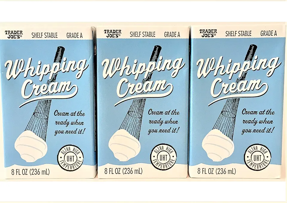 3 pack Trader Joe&#x27;s Shelf Stable Tetra Grade A Whipping Cream 8 FL Oz (236 mL) Cream at the Ready When You Need It (UHT) Room Temperature, 3 Pack