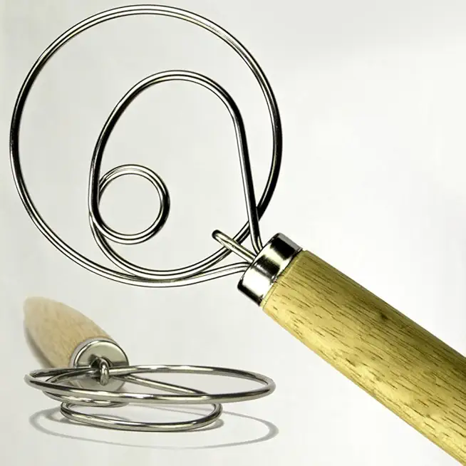 The Original Kitchen LARGE 13.5” Stainless Steel Dutch Style bread dough whisk for pastry pizza. alternatives to a blender, mixer or hook, Natural