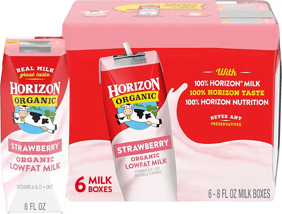 Horizon Organic Shelf-Stable 1% Lowfat Milk Boxes, Strawberry, 8 Fl Oz, 6 Pack