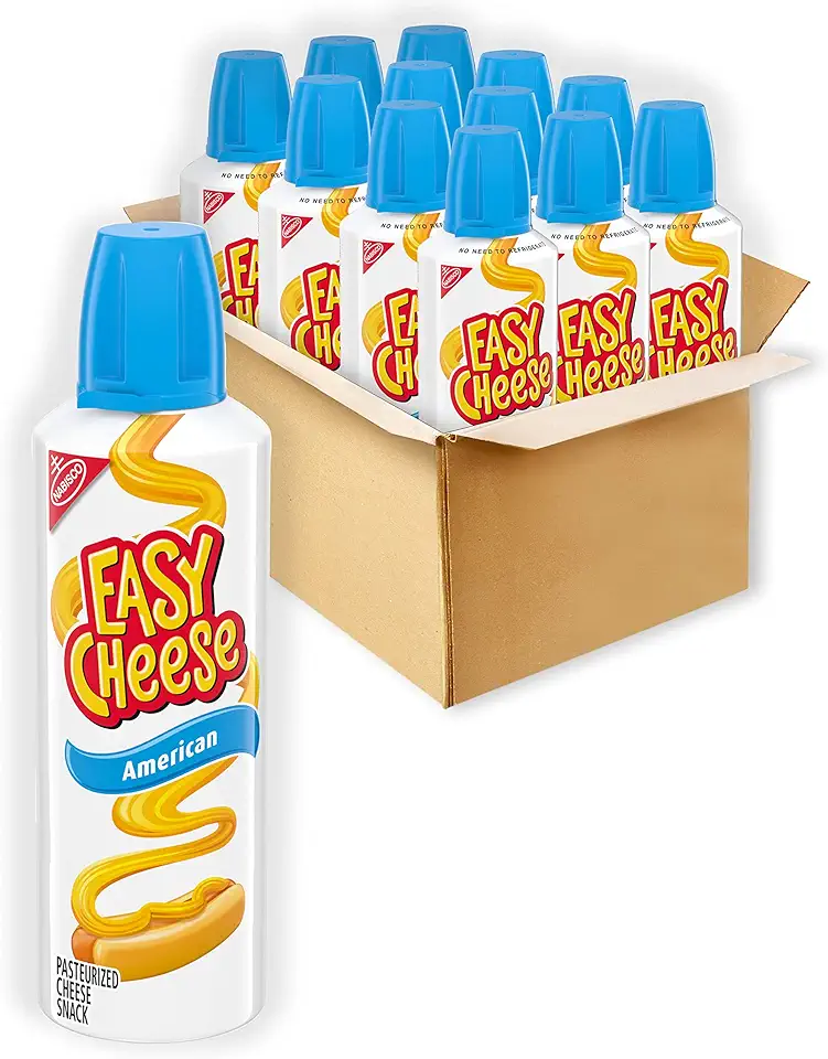 Easy Cheese American Cheese Snack, 12 - 8 oz Cans