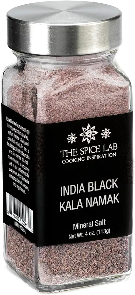 The Spice Lab Kala Namak Black Salt - Indian Himalayan Black Salt - French Jar - Vegan Kala Namak Salt Pure and Natural Indian Black Salt Gluten Free - Vegan Tofu Scramble Seasoning Natural Egg Taste