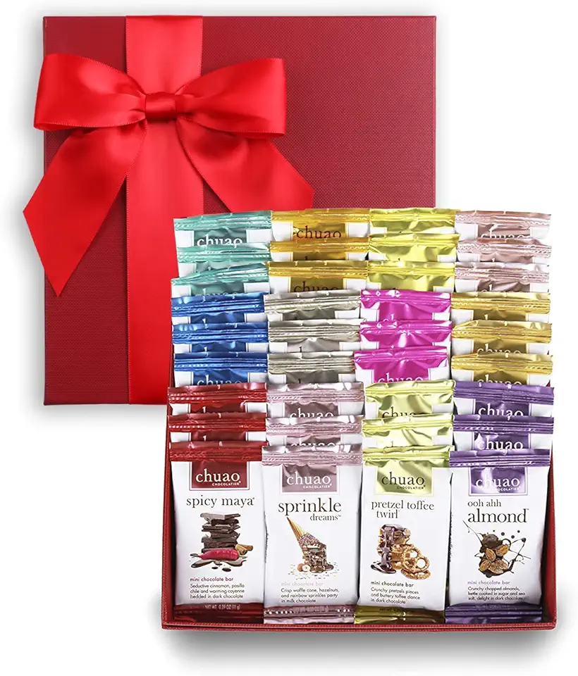 Chuao Chocolatier Share the Love Assorted Milk and Dark Mini Gourmet Chocolate Bars Gift Box | Sampler For Holiday, Birthday, Thank You, Corporate Gift Baskets | 36 Bars, 0.39 oz Each