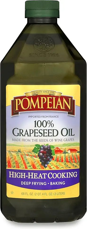 Pompeian 100% Grapeseed Oil, Light and Subtle Flavor, Perfect for High-Heat Cooking, Deep Frying and Baking, 68 FL. OZ.