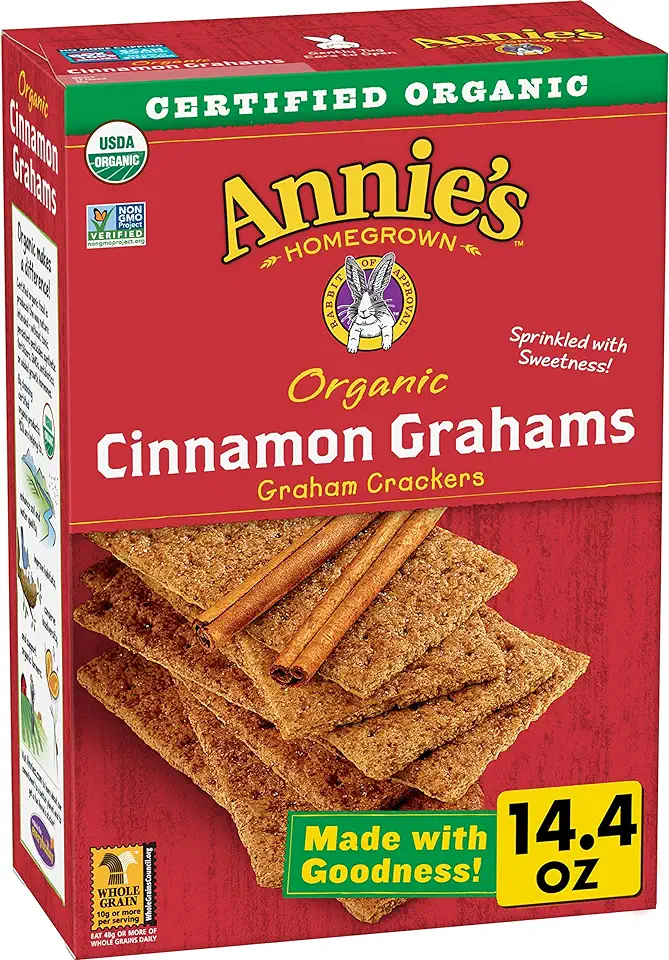 Annie&#x27;s Organic Graham Crackers, Cinnamon, Made With Whole Grain, 14.4 oz