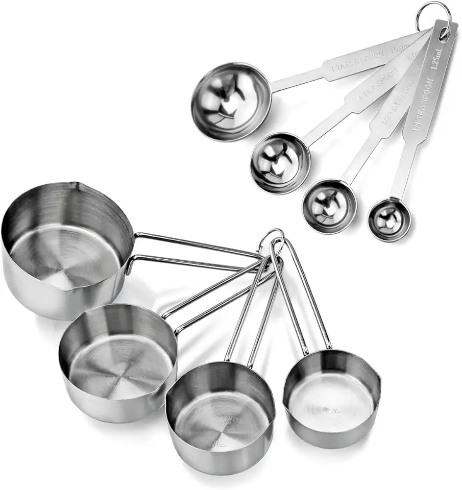 New Star Foodservice 42917 Stainless Steel 8-Piece Measuring Cups and Spoons Combo Set