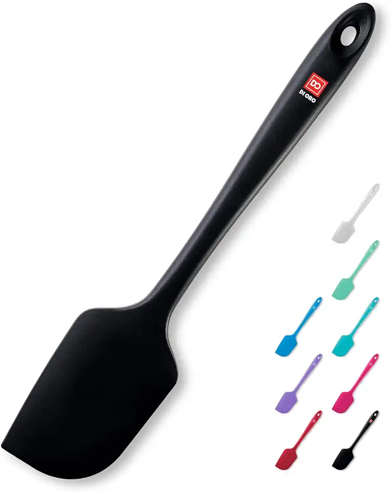 DI ORO Silicone Spatula - 600°F Heat-Resistant Rubber Kitchen Spatula for Baking, Scraping, &amp; Mixing - BPA Free Nonstick Cookware Safe Flexible Utensil for Cooking - Seamless &amp; Dishwasher Safe (Black)