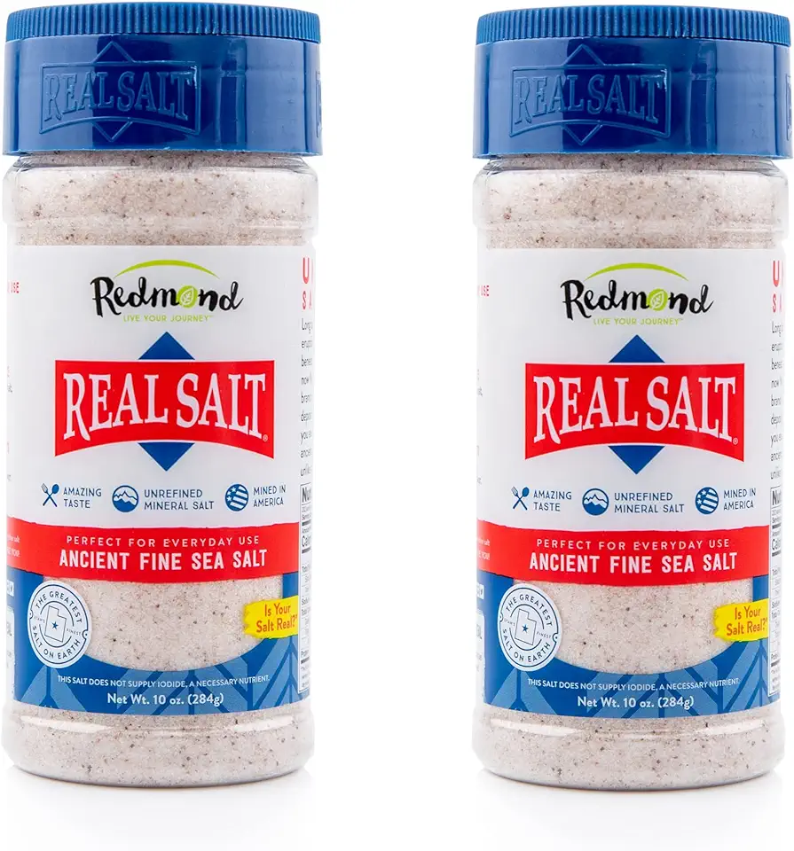 Redmond Real Sea Salt - Natural Unrefined Gluten Free Fine, 10 Ounce Shaker (2 Pack)