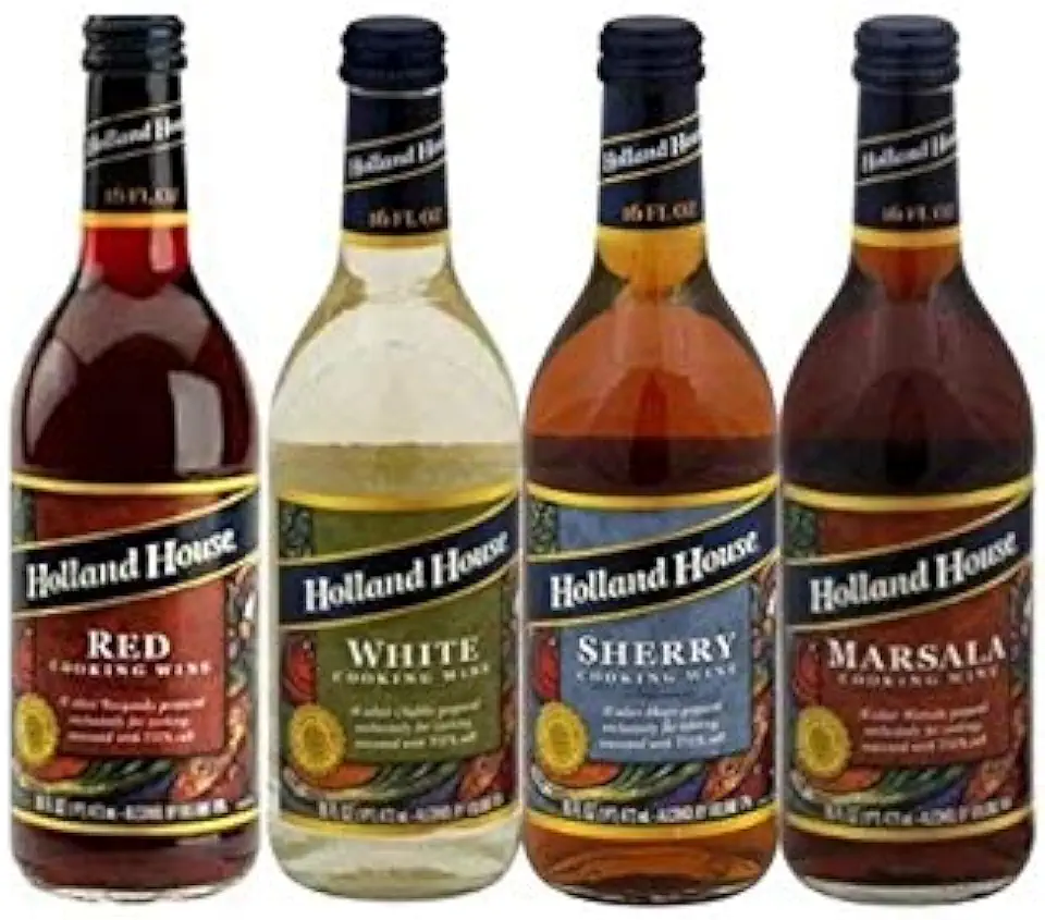 Holland House Cooking Wine 16oz Bottle (Pack of 4) Select Flavor Below (Sampler Pack - 1 Each of Red White Marsala &amp; Sherry)