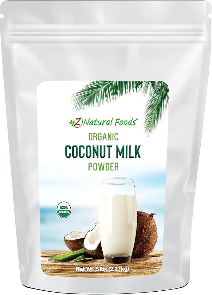 Z Natural Foods Organic Coconut Milk Powder - All-Natural Vegan Dairy-Free Alternative with MCTs - Unsweetened Coconut Creamer for Coffee &amp; Smoothies - Gluten-Free, Non-GMO, 5 lbs