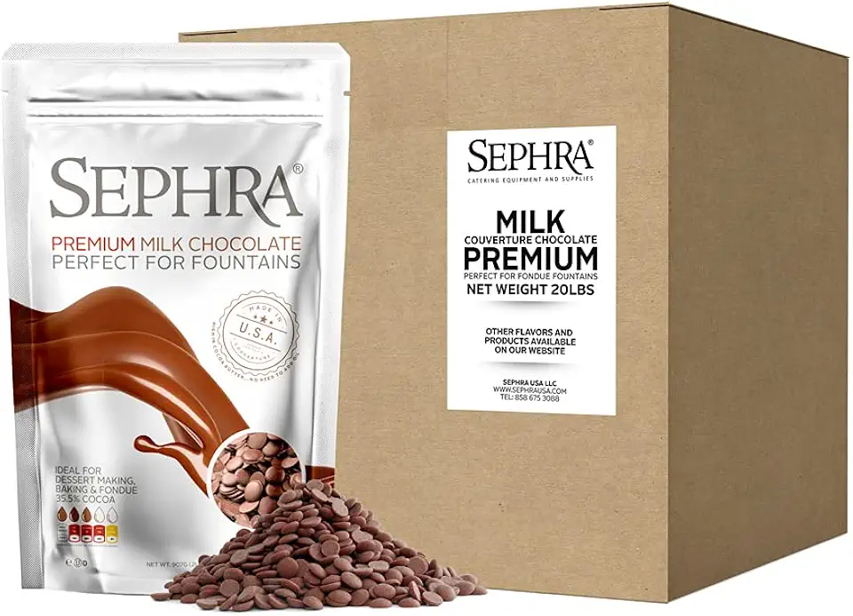 Sephra Fountain-ready Premium Milk Chocolate 20lb Case - Ideal for Melting