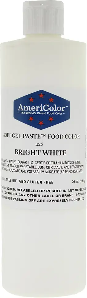 Food Coloring AmeriColor - Bright White Soft Gel Paste, 20 Ounce