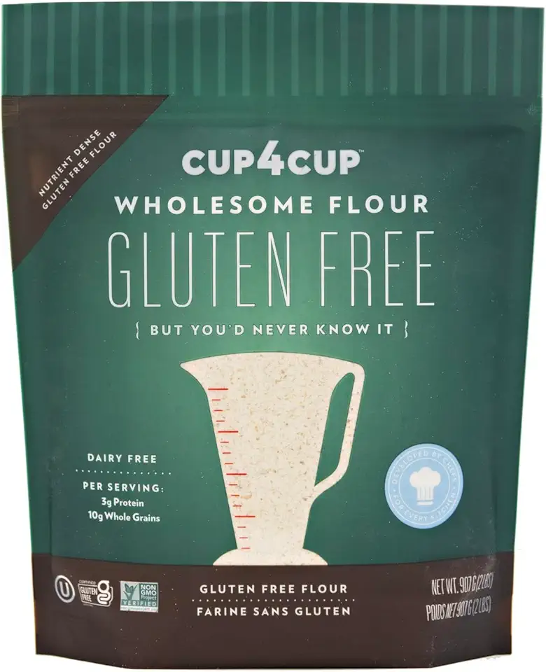 Cup4Cup Wholesome Flour, 2 Pounds, Certified Gluten Free, 1:1 Whole Wheat Flour Substitution, Dairy Free, Non-GMO, Kosher, Made in the USA