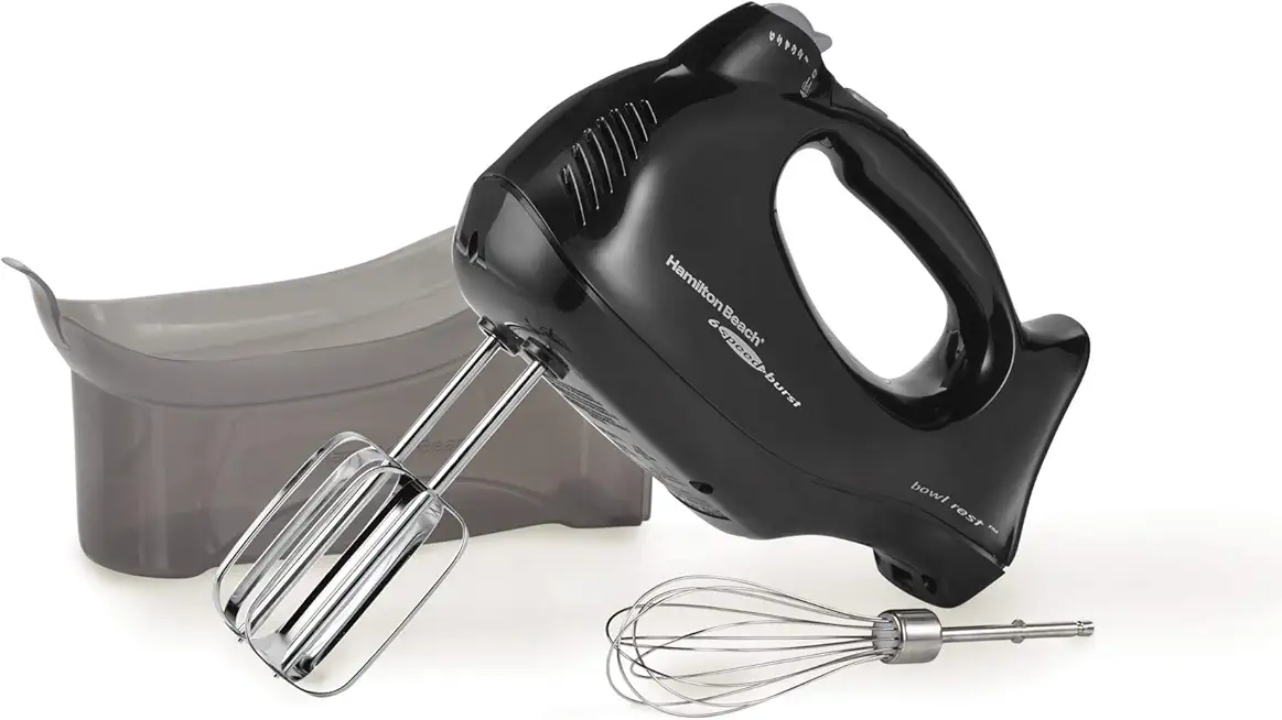 Hamilton Beach 6-Speed Electric Hand Mixer with Snap-On Case, Beaters, Whisk, Black (62692)