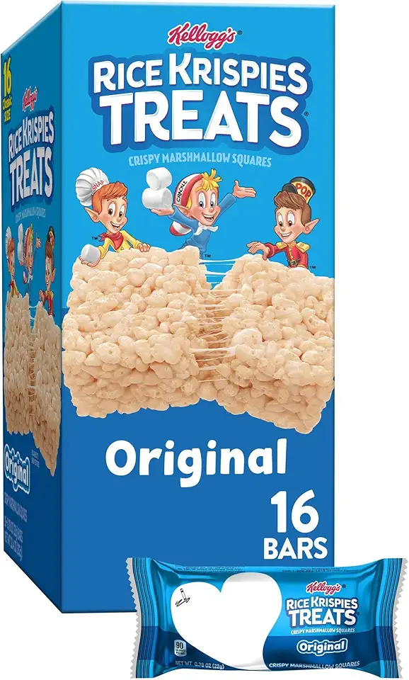 Rice Krispies Treats Crispy Marshmallow Squares, Kids Snacks, Snack Bars, Original, 12.4oz Box (16 Bars)