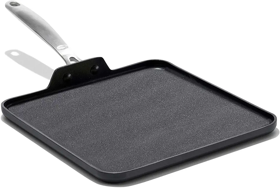 OXO Enhanced 11&quot; Griddle Pan, PFAS-Free Ceramic Nonstick, Durable Hard Anodized Cookware, Scratch Resistant, Stainless Steel Handle, Good Grips, Dishwasher/Oven Safe, Black