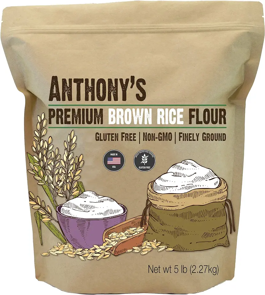 Anthony&#x27;s Brown Rice Flour, 5 lb, Gluten Free, Non GMO, Product of USA, Vegan