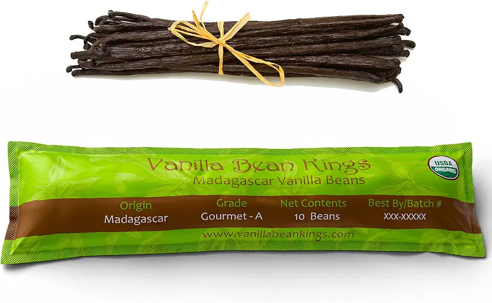 10 Organic Madagascar Vanilla Beans Whole Grade A Vanilla Pods for Vanilla Extract and Baking