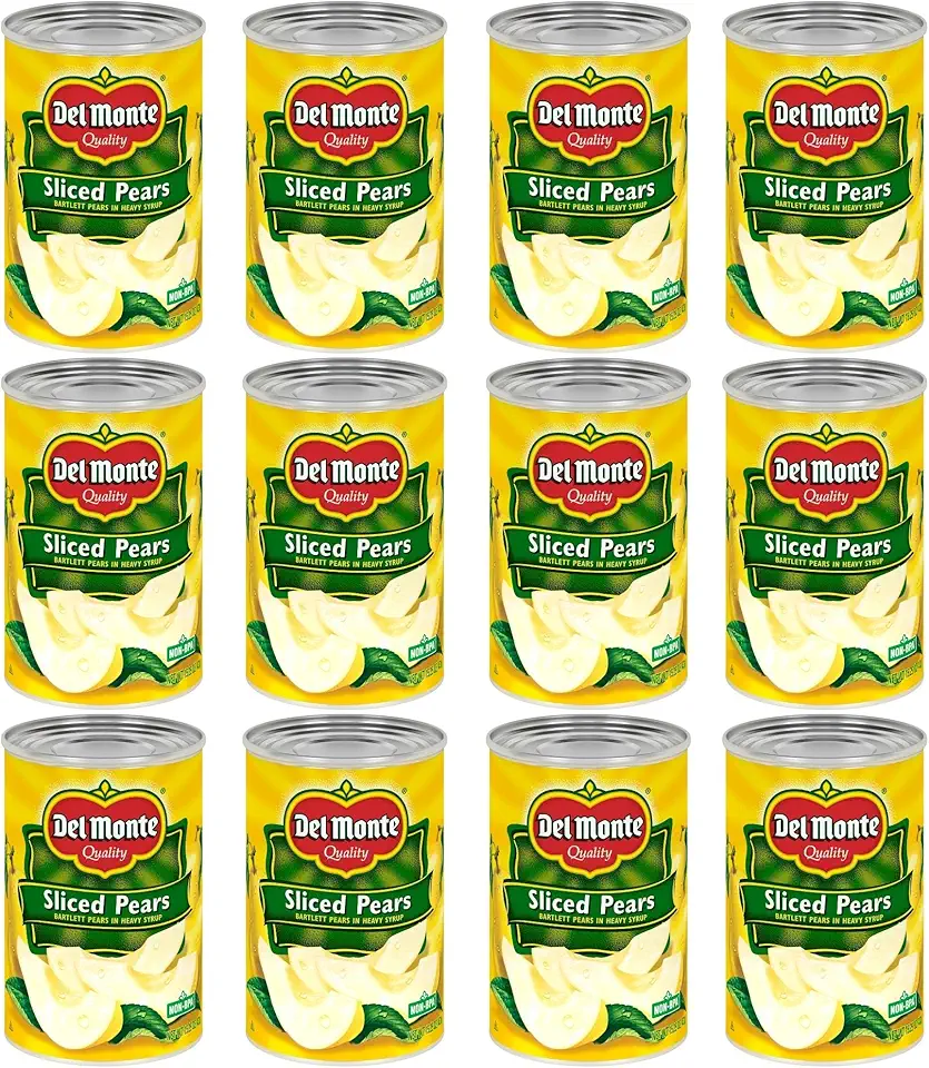 DEL MONTE Sliced Bartlett Pears in Heavy Syrup, Canned Fruit, 15.25 Ounce (Pack of 12)