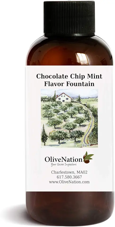 OliveNation Chocolate Chip Mint Flavor Fountain, Water Soluble Flavoring for Ice Cream, Beverages, Fillings, Non-GMO, Gluten Free, Kosher, Vegan - 16 ounces