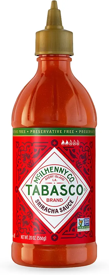 TABASCO® Brand Sriracha Sauce, Medium Hot Sauce, Easy-to-Squeeze Bottle, Thai-Style with Louisiana Twist, Rich &amp; Bold Flavor, Great on Stir-Fry, Teriyaki, &amp; More, 20 Oz (Pack of 1)