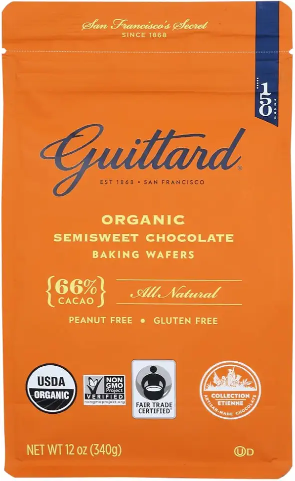 Guittard, Organic 66% Chocolate Baking Wafers, 12 Ounce