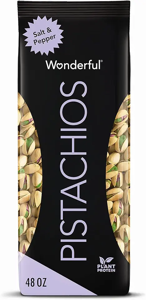 Wonderful Pistachios In Shell, Salt &amp; Pepper Flavored Nuts, 48 Ounce Bag, Protein Snacks, Gluten Free, Healthy Snacks for Adults