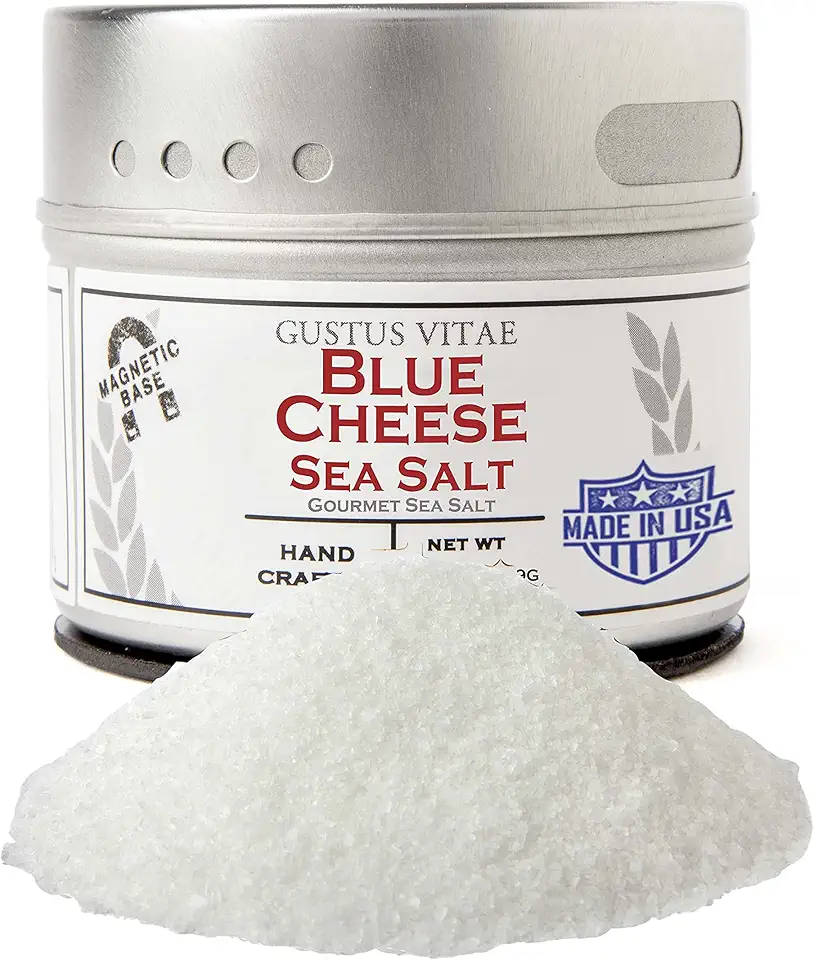 Blue Cheese Sea Salt - Gourmet Infused Sea Salt - Craft Seasoning - Non GMO - Magnetic Tin - Gourmet Seasoning - 2.7oz - Crafted in Small Batches by Gustus Vitae - #16