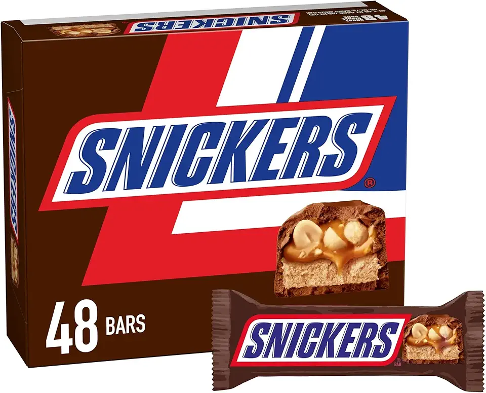 Snickers Single Bar Chocolate Candy, 48 bars of 1.86oz each