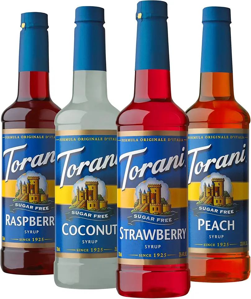 Torani Sugar Free Syrup, Soda Flavors Variety Pack, 25.4 Ounce (Pack of 4)