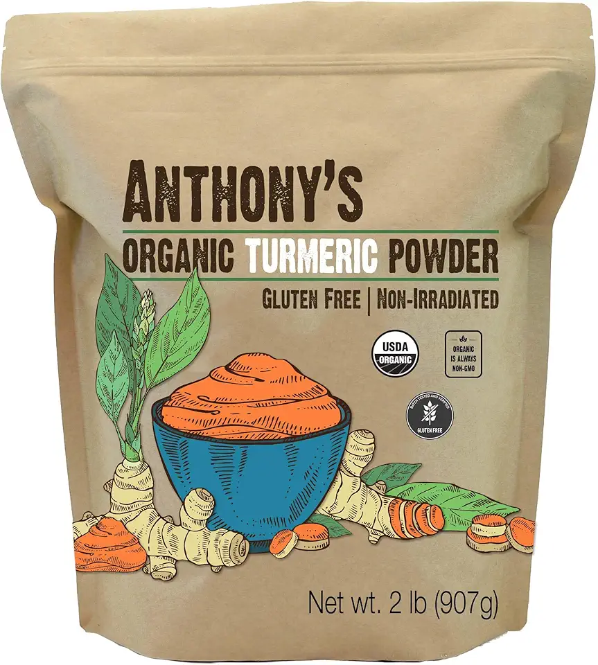 Anthony&#x27;s Organic Turmeric Root Powder, 2 lb, Curcumin Powder, Gluten Free &amp; Non GMO (Pack of 1)