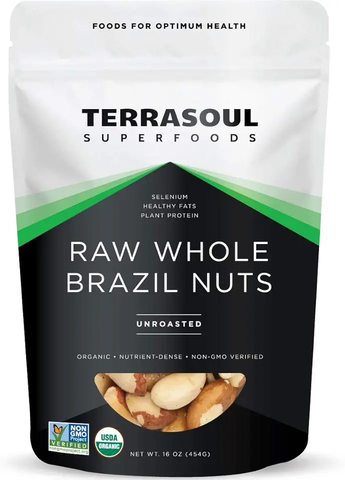 Terrasoul Superfoods Organic Brazil Nuts, 1 Lb - Raw | Unsalted | Rich in Selenium