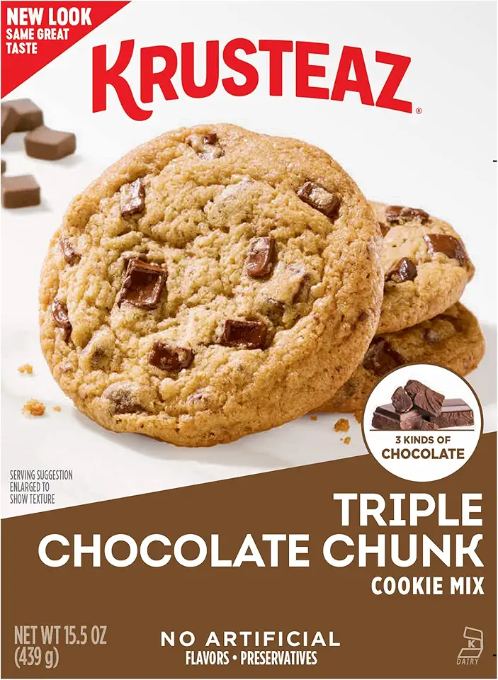 Krusteaz Triple Chocolate Chunk Cookie Mix, Bakery Style, 3 Kinds of Chocolate, 15.5 Oz Boxes (Pack of 12)