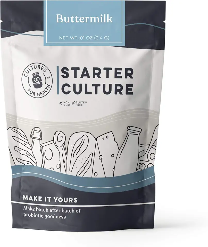 Cultures for Health Buttermilk Starter Culture | DIY Buttermilk, Sour Cream, or Butter | Heirloom Starter Cultures at Room Temperature | Gluten-Free, Non-GMO, Rich in Probiotics for Digestive Health