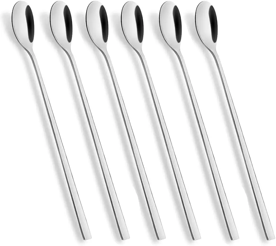 AOOSY Long Handle Spoon, Coffee Stirrers, 9-inch Ice Tea Spoon,Premium 18/10 Stainless Steel Iced Teaspoon for Mothers Milks Tea Mixing Cocktail Stirring Coffee Milkshake Cold Drink, Set of 6