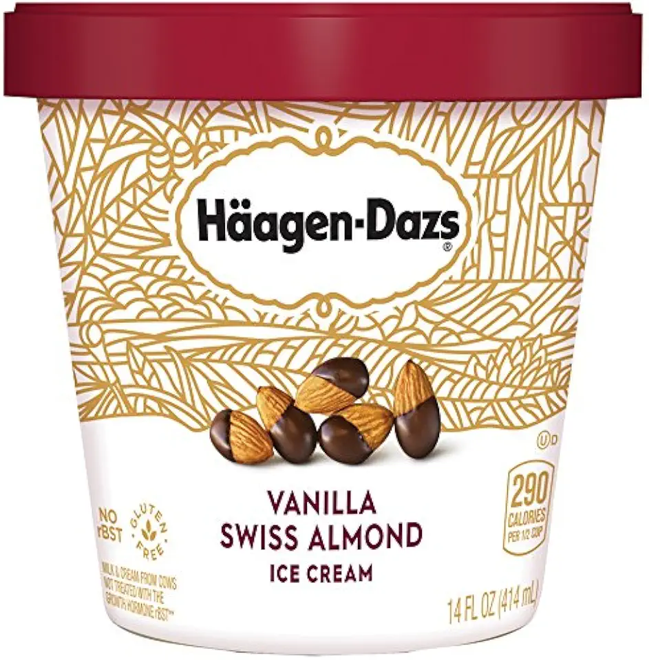 Haagen-Dazs, Vanilla Swiss Almond Ice Cream, Pint (8 Count)