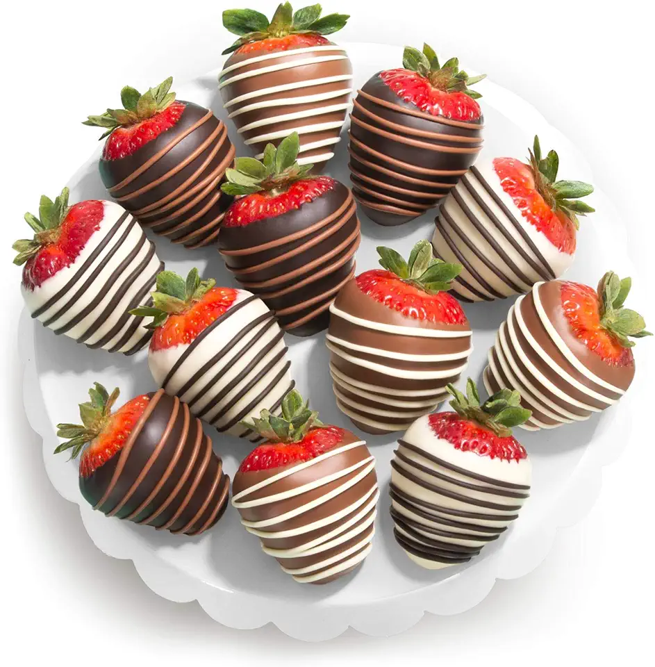 Chocolate Covered Strawberries, 12 Dark/Milk/White Delight