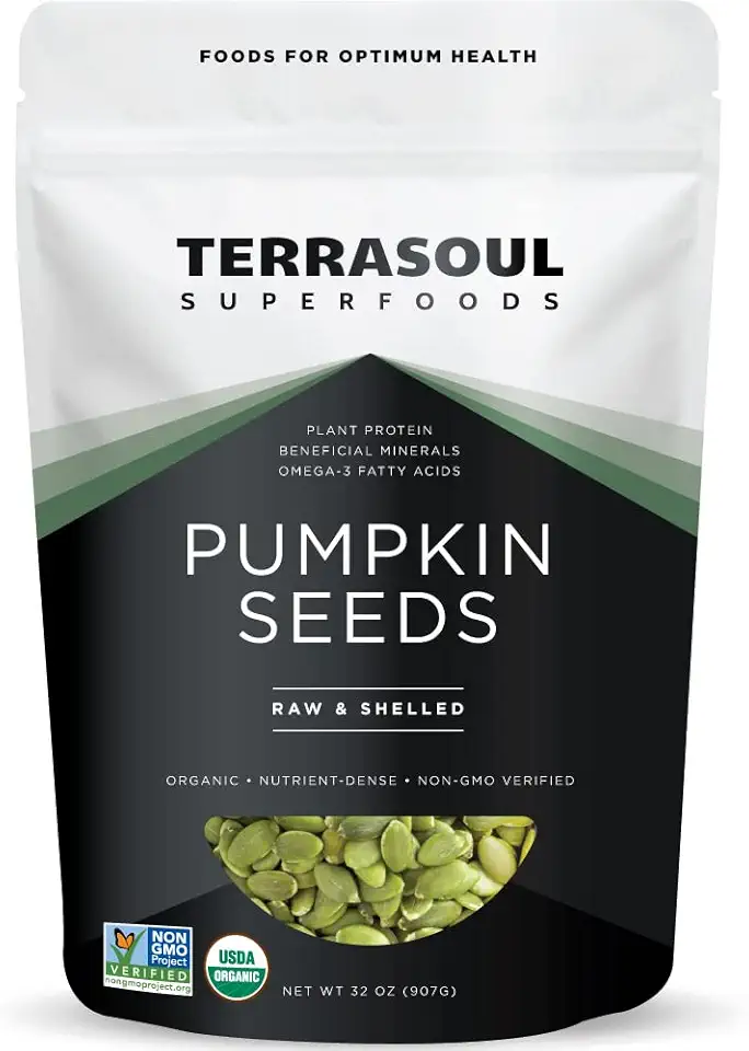 Terrasoul Superfoods Organic Pumpkin Seeds, 2 Lbs - Premium Quality, Shelled, Raw, Unsalted