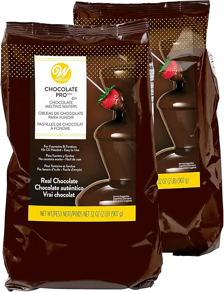 Wilton Chocolate Pro Chocolate Melting Wafers - Fill your Chocolate Fondue Fountain with the Quick Melting Chocolate Wafers for Dessert Dipping Fun, 2-Pound (Pack of 2)